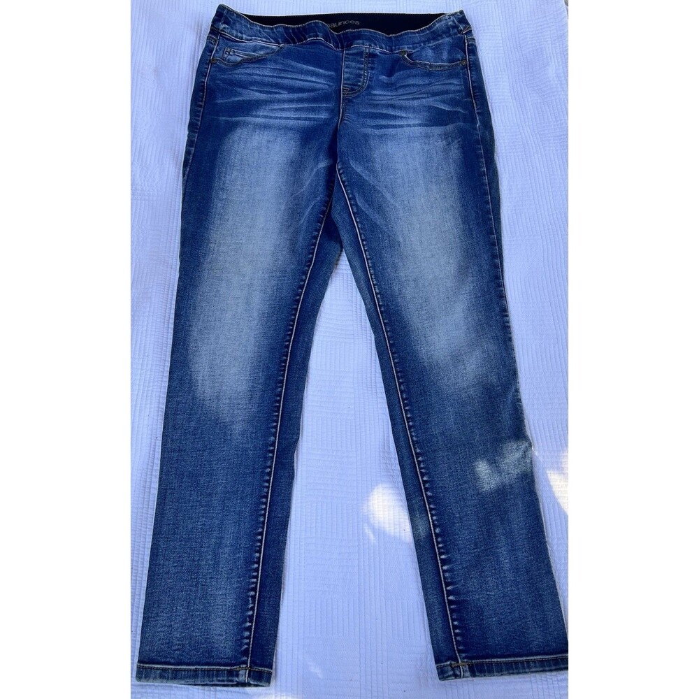 Maurices Slim Straight Jeans Womens L Blue Dark Wash Mid Rise Stretch Denim